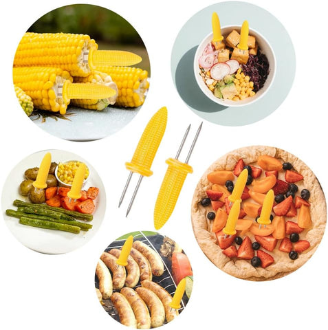 24 Pack Stainless Steel Corn Holders - Corn on the Grill & Cob Skewers for Home & BBQ Cooking