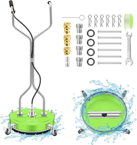 14" Pressure Washer Surface Cleaner with 4 Wheels - Stainless Steel Surface Cleaner for Pressure Washer Attachment for Concrete, Patio, Sidewalk, Deck and Driveways - PWS14