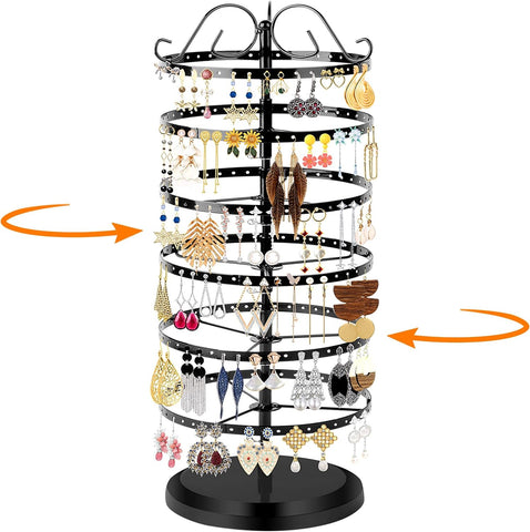 360 Rotating Earring Holder Organizer Stand,5 Tiers Acrylic Jewelry Organizers and Storage,Stud Earring Organizers and Storage,228 Holes and 232 Grooves for Earrings Necklaces chain bracelet