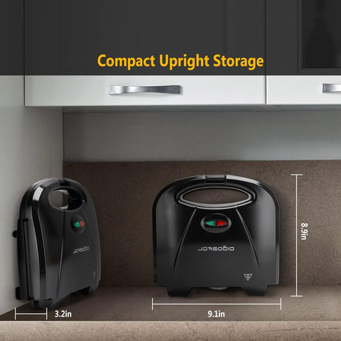 Aigostar Sandwichera con superficie antiadherente de rejilla profunda para huevo, jamón, filetes parrilla eléctrica compacta Tostadora de Pan Negro, certificado ETL, Roy