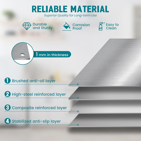 30" x 24" Stainless Steel Stove Backsplash Panel - Ultra Thin Flush Mount Splash Guard for Kitchen Wall | Easy Install with Pre-Drilled Holes | Heat & Stain Resistant Metal Backsplash Behind Cooktop
