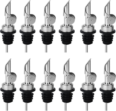 2PCS Stainless Steel Pourers, Speed Wine Bottle Pourer, Olive Oil and Vinegar Tapered Stopper Spout, Suitable for About 3/4" Bottle Mouth, with Sealed Dust Caps