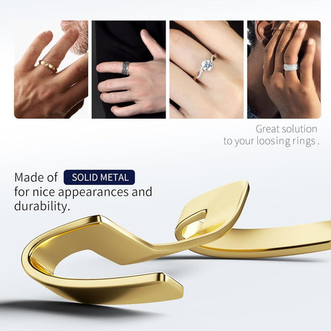 12 Pack Filled Gold/Silver Metal Ring Guard,Invisible Ring Size Adjuster Set for Loose Rings,Ring Guard,Ring Sizer,Fit for Men and Women Rings