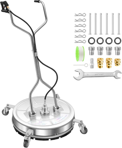 14" Pressure Washer Surface Cleaner with 4 Wheels - Stainless Steel Surface Cleaner for Pressure Washer Attachment for Concrete, Patio, Sidewalk, Deck and Driveways - PWS14