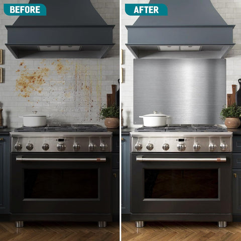 30" x 24" Stainless Steel Stove Backsplash Panel - Ultra Thin Flush Mount Splash Guard for Kitchen Wall | Easy Install with Pre-Drilled Holes | Heat & Stain Resistant Metal Backsplash Behind Cooktop