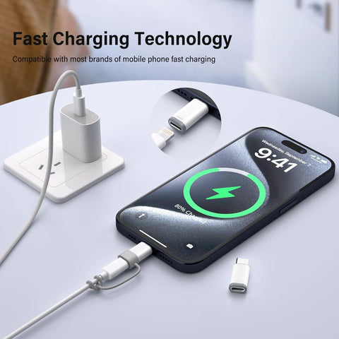 4 Pack Lightning to USB C Adapter for iPhone 15/16 Pro/16 Pro Max/Plus,Samsung S24,iPad Air,Nintendo Switch,Fast Charging&Data Transfer (Lightning to USB C Adapter)