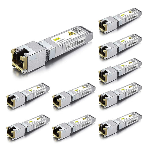 10Gtek 𝟭𝟬𝗚𝗕𝗮𝘀𝗲-𝗧 𝗦𝗙𝗣+ 𝘁𝗼 𝗥𝗝-𝟰𝟱 𝗧𝗿𝗮𝗻𝘀𝗰𝗲𝗶𝘃𝗲𝗿, 10Gbe SFP+ Copper Ethernet CAT6a Module, up to 30m, for Cisco SFP-10G-T-S, Ubiquiti UniFi, Fortinet, TP-Link and More