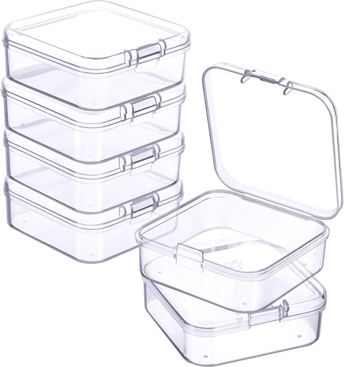 6 Pieces Mini Plastic Clear Beads Storage Containers Box for Collecting Small Items, Beads, Jewelry, Business Cards, Game Pieces, Crafts (2.13 x 2.13 x 0.79 Inch)
