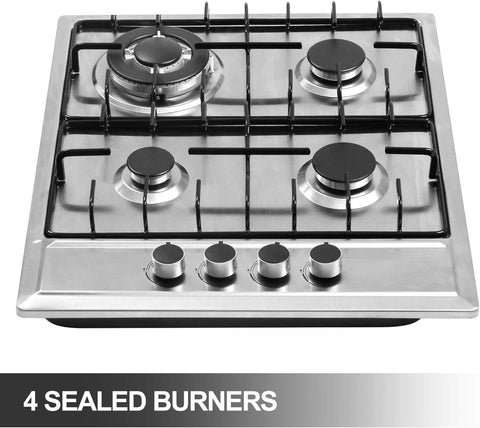24″x20″ Built in Gas Cooktop 4 Burners Stainless Steel Stove with NG/LPG Conversion Kit Thermocouple Protection and Easy to Clean (20Wx24L)