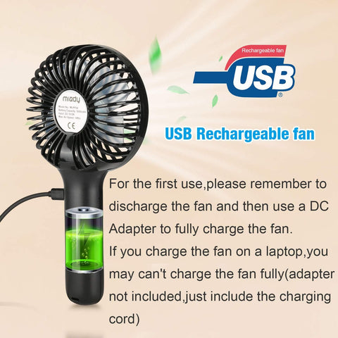 2-Pack Upgraded 5000mAh Portable Handheld Fan 3 Speed Mini USB Strong Wind 7-20 Hours Runtime Personal Electric for Travel Office Outdoor