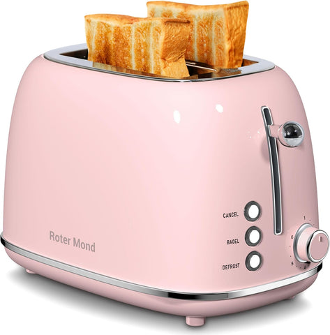 2 Slice Toaster Retro Stainless Steel with Bagel, Cancel, and Defrost Functions, 6 Bread Shade Settings, Extra Wide Slots and Removable Crumb Tray, Orange