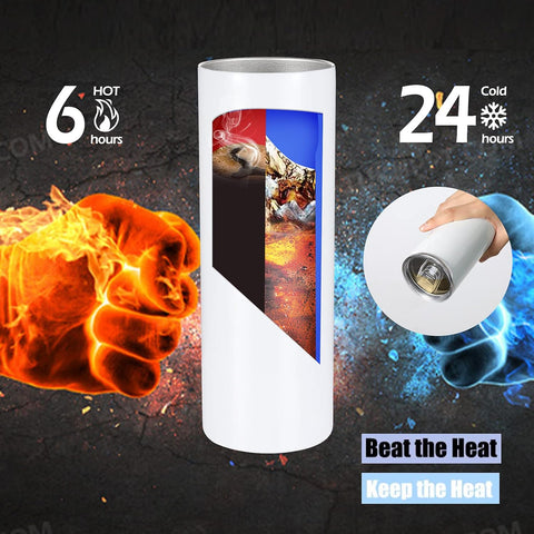 10 Pack Sublimation Tumblers Bulk Straight Skinny Tumbler Blanks 20oz for Heat Transfer, Individual Gift Boxed, Double Wall Insulated Tumbler with Shrink Wrap Films & Heat Tape & Straws