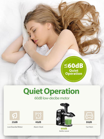 Aeitto Juicer Machines with Soft & Hard Modes, Quiet Motor, Reverse Function, Juicer Machines Vegetable and Fruit, Cold Press Juicer, Easy to Clean with Brush