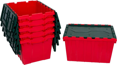 Akro-Mils KeepBox 12 Gallon Storage Container, Nesting and Stackable Plastic Storage Box with Lid Attached, Clear Tote for Garages, Closets, and Moving, 21-1/2" x 15" x 12-1/2", Clear/Blue