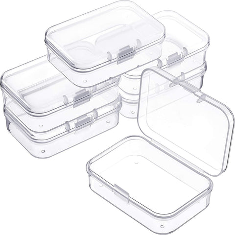 6 Pieces Mini Plastic Clear Beads Storage Containers Box for Collecting Small Items, Beads, Jewelry, Business Cards, Game Pieces, Crafts (2.13 x 2.13 x 0.79 Inch)