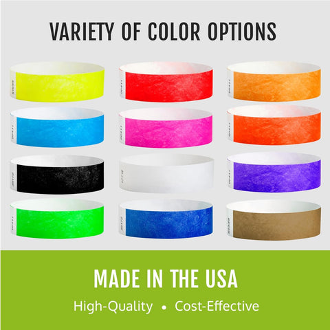 500 WristCo Tyvek Wristbands for Events – 500 Count, 5-Color Variety Pack – Tamper-Proof Design Prevents Reuse – Premium-Grade Bracelets for Hospital & Medical ID, Party, VIP Identification