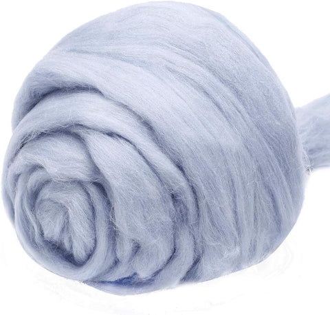 3.53oz Wool Roving Yarn, Wool Felting Supplies, Pure Wools, Chunky Yarn, Spinning Wool Roving for Needle Felting Wet Felting DIY Hand Spinning (White)