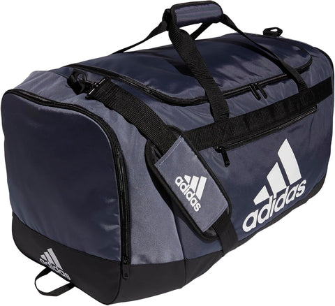 adidas Unisex Defender 4.0 Gym Duffel Bag for Men and Women, Black/White, Medium (66L)