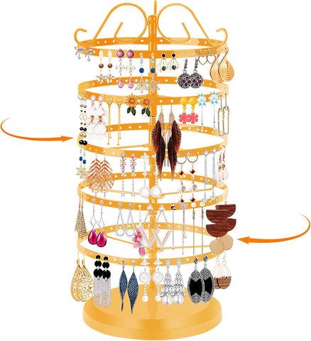 360 Rotating Earring Holder Organizer Stand,5 Tiers Acrylic Jewelry Organizers and Storage,Stud Earring Organizers and Storage,228 Holes and 232 Grooves for Earrings Necklaces chain bracelet