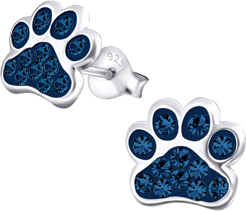 925 Sterling Silver Paw Print Stud Earrings (Choose Your Style) (Nickel Free)