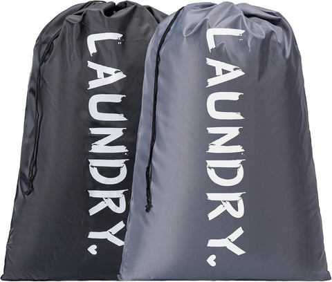2 Pack XL Travel Laundry Bag, Machine Washable Dirty Clothes Organizer with Drawstring,Large Enough to Hold 4 Loads of Laundry, Easy Fit a Laundry Hamper or Basket Travel Essentials 24" x 36"