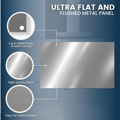 24" x 36" Reversible Metal Backsplash Matching screws | Compatible with Broan-NuTone SP3004 - Ultra Flat and Flushed Metal Panel Splatter Guard for Stovetop Easy Installation