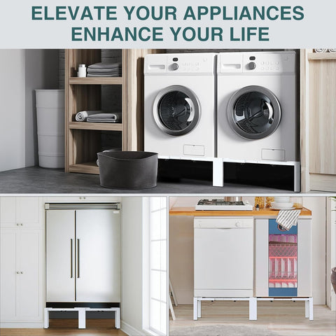 Adjustable Washer Dryer Pedestal Stand - Heavy Duty & Universal Washer Pedestal & Washing Machine Stand Fit (40.9-66.14L × 20.47-33.07W ×12.6H inch) - Compatible with Front Load Washers & Dryers