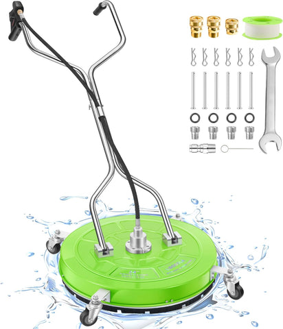 14" Pressure Washer Surface Cleaner with 4 Wheels - Stainless Steel Surface Cleaner for Pressure Washer Attachment for Concrete, Patio, Sidewalk, Deck and Driveways - PWS14