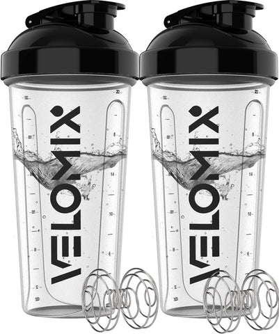-Paquete de 2 botellas mezcladoras de proteínas de 28 onzas para mezclas de proteínas - 2 batidores de alambre | Vasos agitadores a prueba de fugas para batidos de proteínas | Paquete de