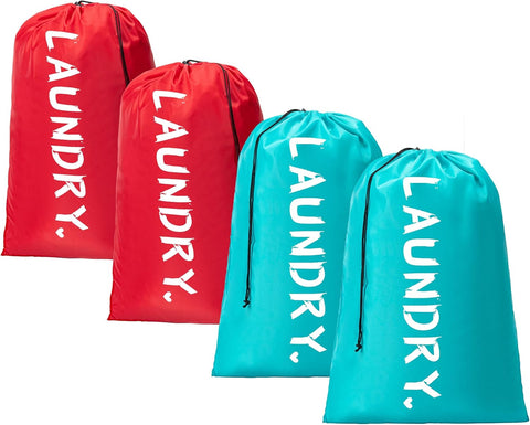 2 Pack XL Travel Laundry Bag, Machine Washable Dirty Clothes Organizer with Drawstring,Large Enough to Hold 4 Loads of Laundry, Easy Fit a Laundry Hamper or Basket Travel Essentials 24" x 36"