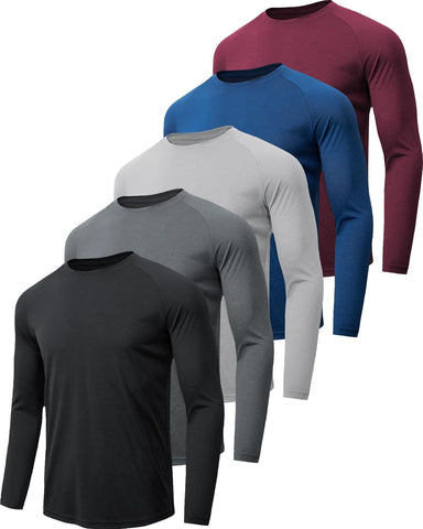 7 Pack Long Sleeve Shirts for Men UPF 50+ UV Sun Protection Quick Dry Moisture Wicking Workout Tee Shirts