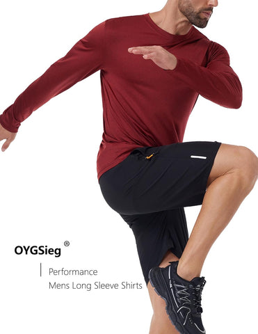 6 Pack Men's Quick Dry Long Sleeve Shirts UPF 50+ UV Sun Protection SPF Shirt Moisture Wicking T-Shirt for Casual Workout