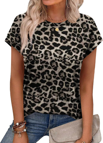 Alaroo Womens Summer Tops Short Sleeve Shirts Crew Neck Cute Trendy Tunic Blouses (S-3XL)