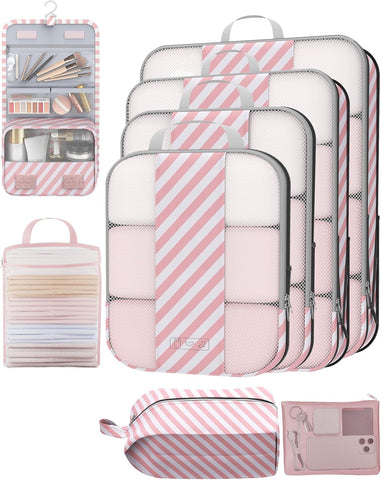 10 Set Compression Packing Cubes for Travel Essentials,Compressible Expandable Packing Cubes for Suitcase,OlarHike Luggage Organizer Bags for Travel,Handy Helper for Organizing Clothes(Black)