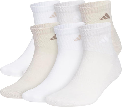 adidas Men's Socks, Athletic Cushioned Quarter 6-Pack, Ankle Fit with Arch Support