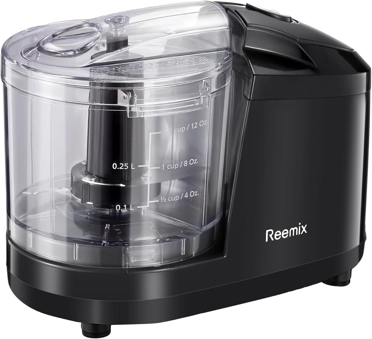 1.5-Cup One-Touch Electric Food Chopper, 100W Mini Food Processor Meat Grinder, Mix, Chop, Mince and Blend Vegetables, Fruits, Nuts, Meats, Stainless Steel Blade (Black)