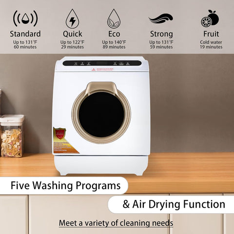 3-in-1 Function Countertop Dishwasher,White Portable Dishwasher with 7L Built-In Water Tank,No Hookup Needed,5 Programs,360°Dual Spray,Air-Dry Function, Mini Dishwasher for Apartments & Rvs