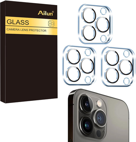 Ailun 3 Pack Camera Lens Protector for iPhone 16 Pro 6.3" / 14 Pro 6.1" & iPhone 16 Pro Max 6.9" / 14 Pro Max 6.7",Tempered Glass,9H Hardness,Anti-Scratch,Case Friendly[Does not Affect Night Shots]