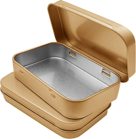 6 Pcs Metal Hinged Tin Box Container Mini Portable Small Storage Container Kit with Lid for Home Storage 3.7x2.3x0.8 Inch, Silver