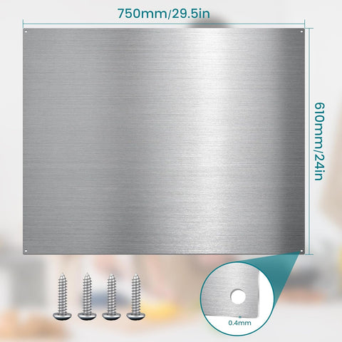 30" x 24" Stainless Steel Stove Backsplash Panel - Ultra Thin Flush Mount Splash Guard for Kitchen Wall | Easy Install with Pre-Drilled Holes | Heat & Stain Resistant Metal Backsplash Behind Cooktop