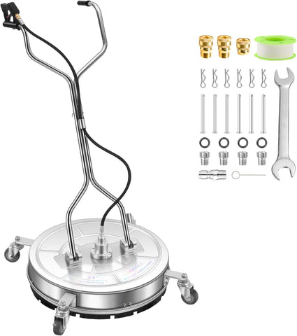 14" Pressure Washer Surface Cleaner with 4 Wheels - Stainless Steel Surface Cleaner for Pressure Washer Attachment for Concrete, Patio, Sidewalk, Deck and Driveways - PWS14