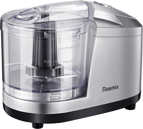 1.5-Cup One-Touch Electric Food Chopper, 100W Mini Food Processor Meat Grinder, Mix, Chop, Mince and Blend Vegetables, Fruits, Nuts, Meats, Stainless Steel Blade (Black)