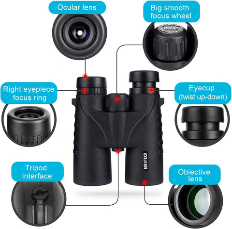 10x42 Binoculars for Adults - Professional HD Roof BAK4 Prism Lens Binoculars for Bird Watching, Hunting, Travel, Sports, Cruise, Concert, with Carrying Bag