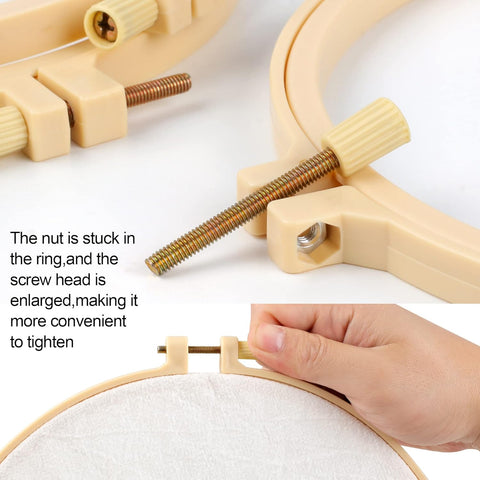 6 Pcs Embroidery Hoop 6 Size, Round Plastic Cross Stitch Hoop with 16 Needles (3.6In to 10.7 in), Small Embroidery Hoop, Cross Stitch Hoops and Frames, Suitable for Embroidery, Craft Sewing