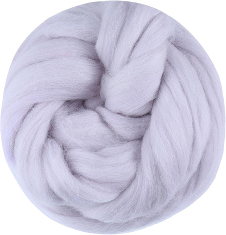 3.53oz Wool Roving Yarn, Wool Felting Supplies, Pure Wools, Chunky Yarn, Spinning Wool Roving for Needle Felting Wet Felting DIY Hand Spinning (White)