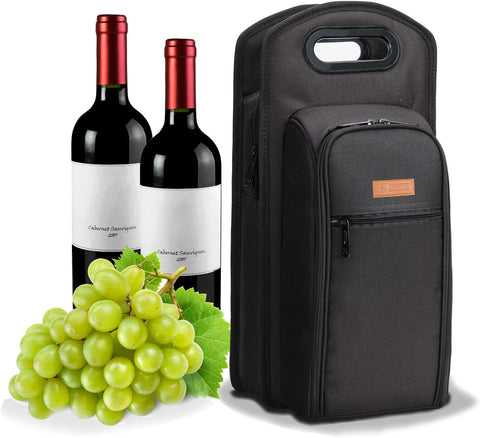 ALLCAMP Wine tote Bag with Cooler Compartment, Picnic Set Carrying Two sets of tableware