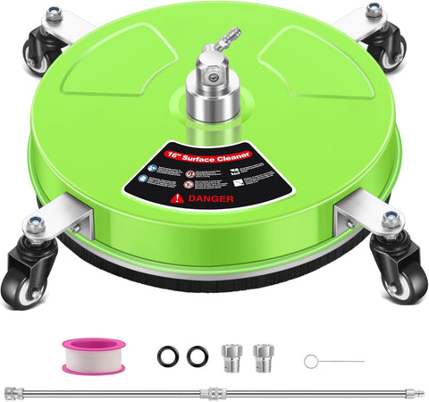 14" Pressure Washer Surface Cleaner with 4 Wheels - Stainless Steel Surface Cleaner for Pressure Washer Attachment for Concrete, Patio, Sidewalk, Deck and Driveways - PWS14