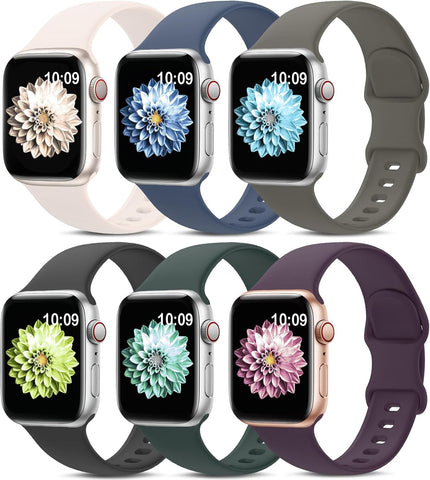6 Pack Sport Bands Compatible with Apple Watch Band 38mm 40mm 41mm 42mm 44mm 45mm 49mm 46mm,Silicone Waterproof Strap Compatible with iWatch Apple Watch Series 10 9 Ultra 8 7 6 5 4 3 2 1 SE Women Men