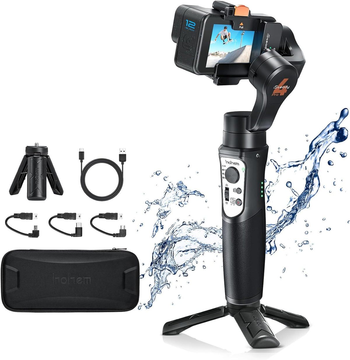3 Axis Gimbal Stabilizer for Gopro Hero 13/12/11/10/9, Handheld Stabilizer for Gopro for Video Recording, IPX4 Waterproof, Bluetooth Control, Compatible with Osmo Camera, Insta360, hohem iSteady Pro4