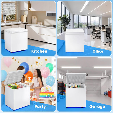 1.8 Cu. Ft Compact Chest Freezer, Free Standing Top Open Door Deep Freezer Holds Up to 50L with Adjustable 7 Thermostat and Removable Basket, Energy Saving for Home/Apartment/Garage, White